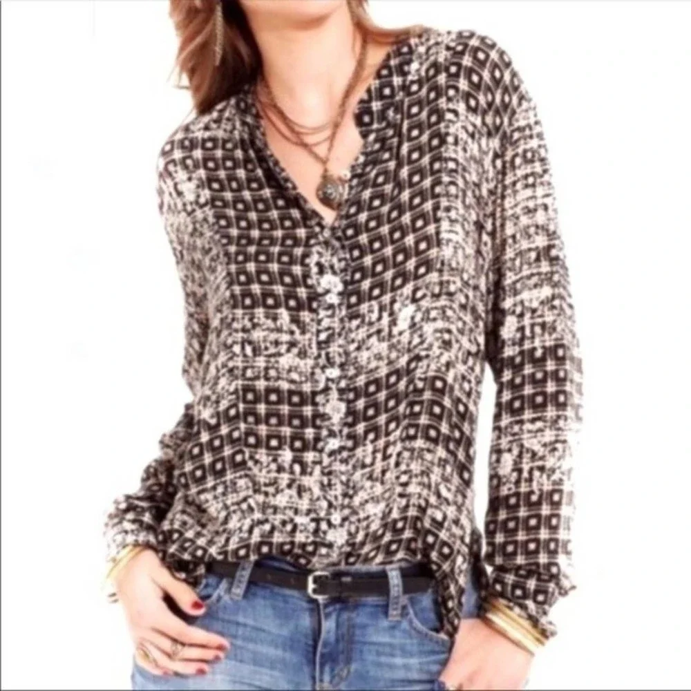 Free People Plaid Floral Caravan Top - Picture 11 of 11